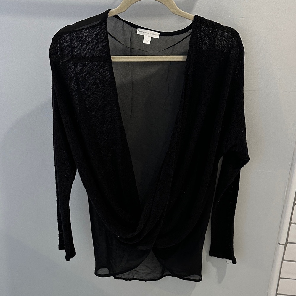 New York & Company Black Sheer Blouse